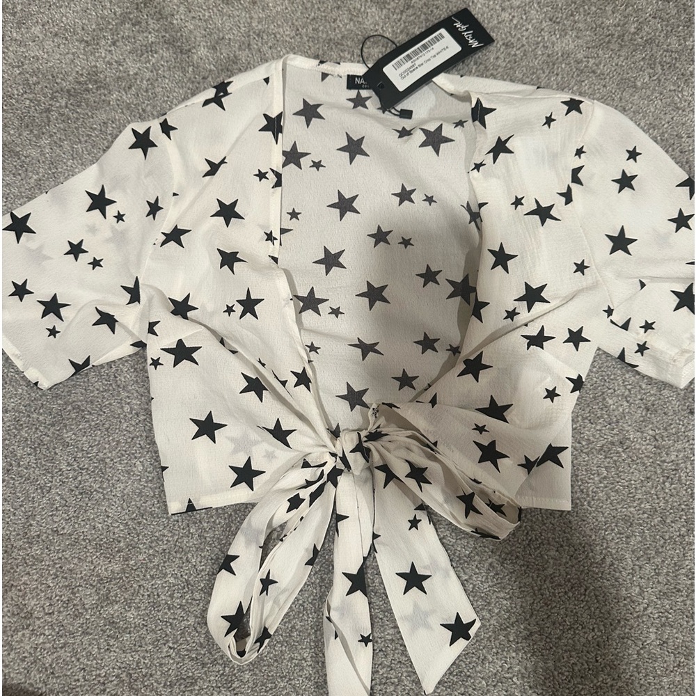 Nasty Gal Tie Front Star Blouse